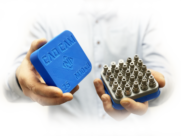 Box of 25 M10 reverse screws with CadCamNI 3D-printed box